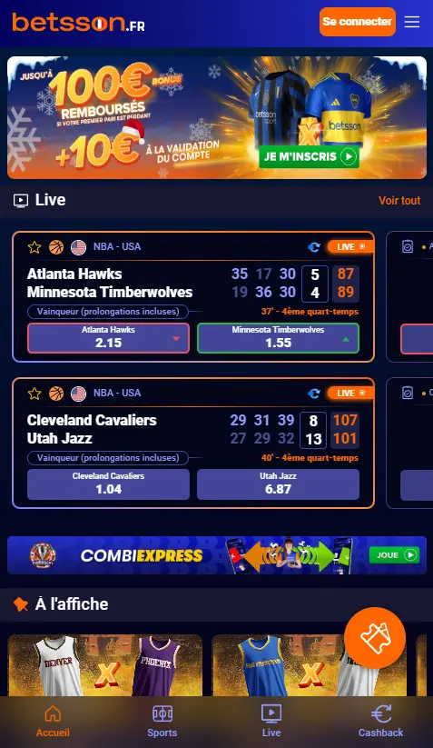 Versione mobile BETSSON CASINO